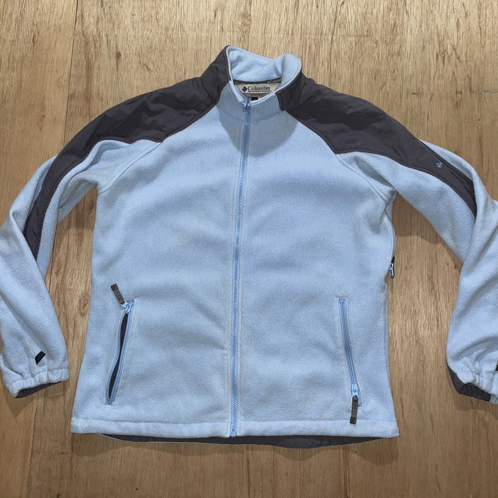Columbia Fleece Jacket Womens Large Full Zip Blue Sweater Vertex Ladies